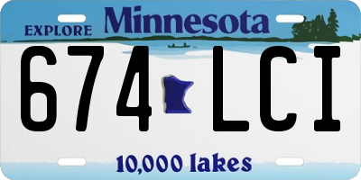 MN license plate 674LCI