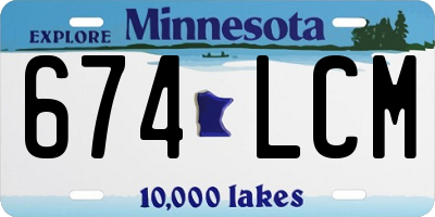 MN license plate 674LCM