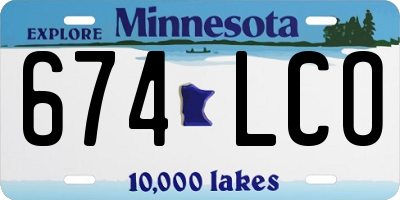 MN license plate 674LCO