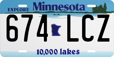 MN license plate 674LCZ