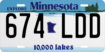 MN license plate 674LDD