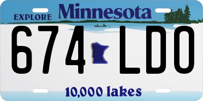 MN license plate 674LDO