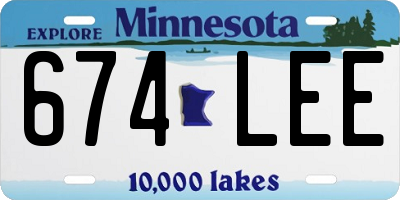 MN license plate 674LEE