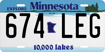 MN license plate 674LEG