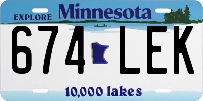 MN license plate 674LEK