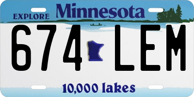 MN license plate 674LEM