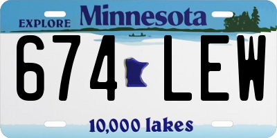 MN license plate 674LEW