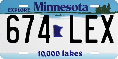 MN license plate 674LEX