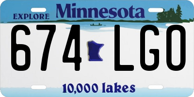 MN license plate 674LGO