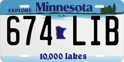 MN license plate 674LIB