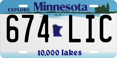 MN license plate 674LIC