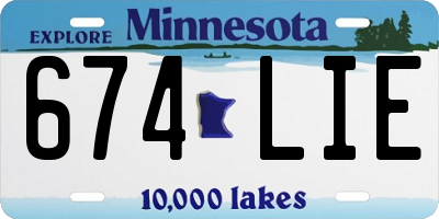 MN license plate 674LIE