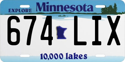 MN license plate 674LIX