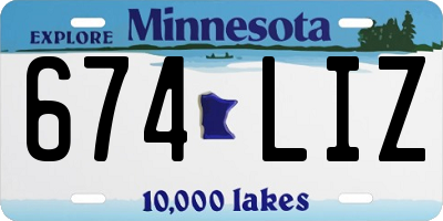 MN license plate 674LIZ