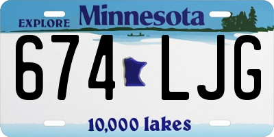 MN license plate 674LJG