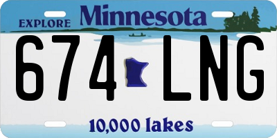 MN license plate 674LNG