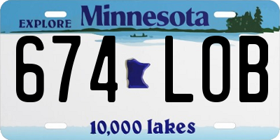 MN license plate 674LOB
