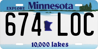 MN license plate 674LOC