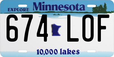 MN license plate 674LOF