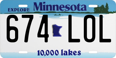 MN license plate 674LOL