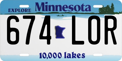 MN license plate 674LOR