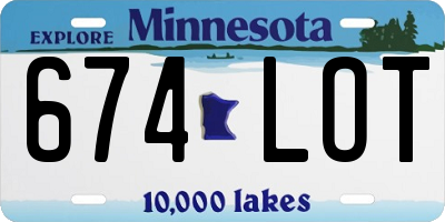 MN license plate 674LOT