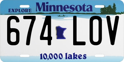 MN license plate 674LOV