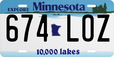 MN license plate 674LOZ
