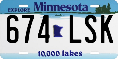 MN license plate 674LSK