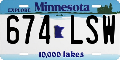 MN license plate 674LSW
