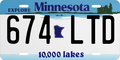 MN license plate 674LTD