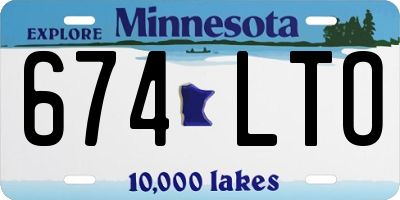 MN license plate 674LTO