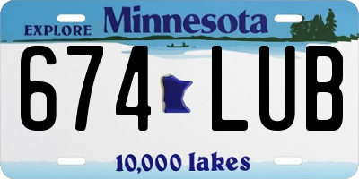 MN license plate 674LUB