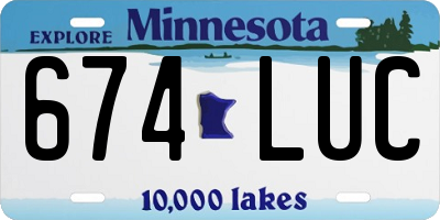 MN license plate 674LUC