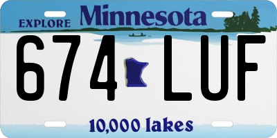 MN license plate 674LUF
