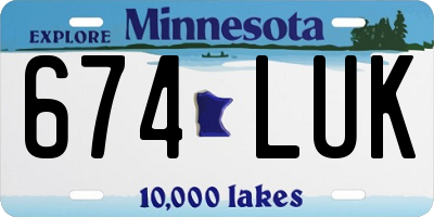 MN license plate 674LUK