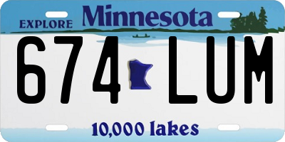 MN license plate 674LUM