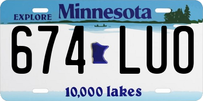 MN license plate 674LUO