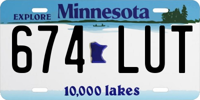 MN license plate 674LUT