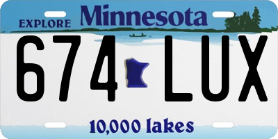 MN license plate 674LUX