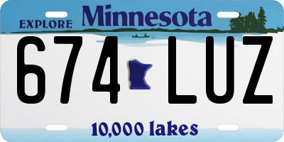 MN license plate 674LUZ