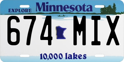 MN license plate 674MIX