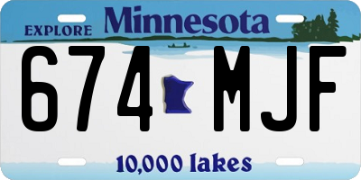 MN license plate 674MJF
