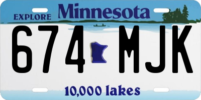 MN license plate 674MJK