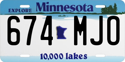 MN license plate 674MJO