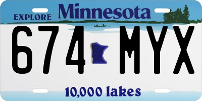 MN license plate 674MYX