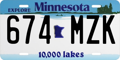 MN license plate 674MZK