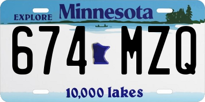 MN license plate 674MZQ