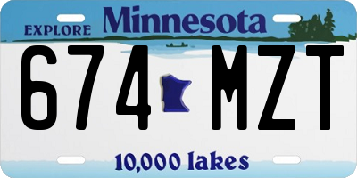 MN license plate 674MZT
