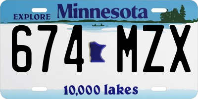 MN license plate 674MZX